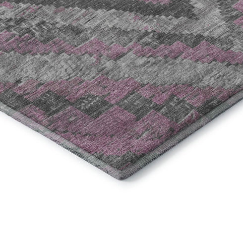 5' X 8' Blush Charcoal And Gray Diamond Washable Area Rug With UV Protection