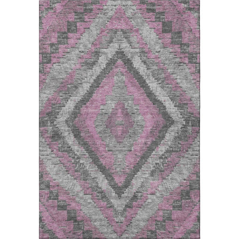 5' X 8' Blush Charcoal And Gray Diamond Washable Area Rug With UV Protection