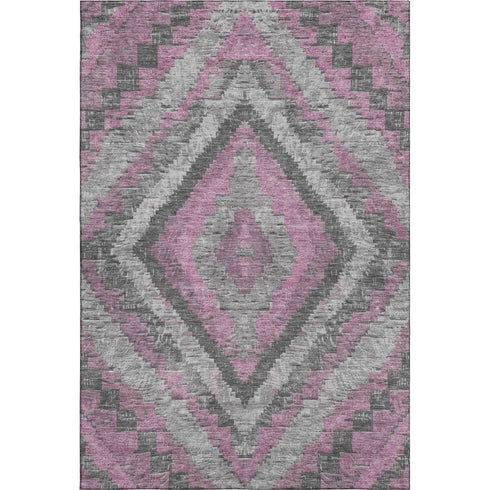 9' X 12' Blush Charcoal And Gray Diamond Washable Area Rug With UV Protection