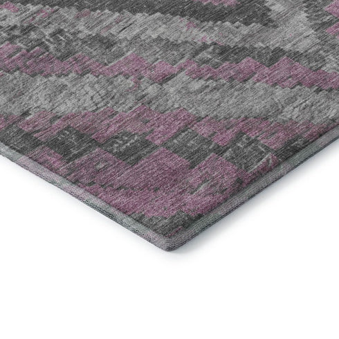 9' X 12' Blush Charcoal And Gray Diamond Washable Area Rug With UV Protection