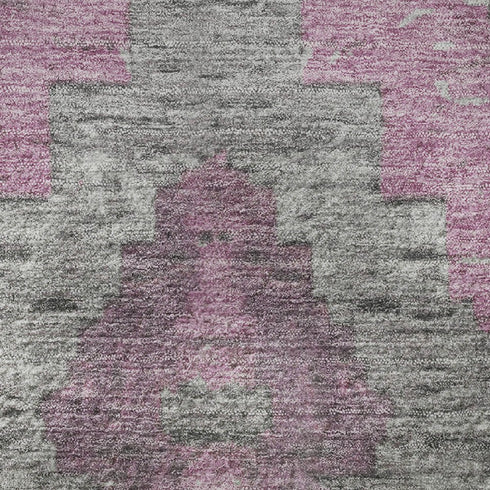 9' X 12' Blush Charcoal And Gray Diamond Washable Area Rug With UV Protection