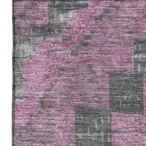 9' X 12' Blush Charcoal And Gray Diamond Washable Area Rug With UV Protection