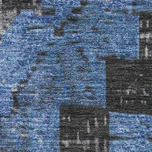 5' X 8' Blue Charcoal And Gray Diamond Washable Area Rug With UV Protection