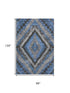 8' X 10' Blue Charcoal And Gray Diamond Washable Area Rug With UV Protection