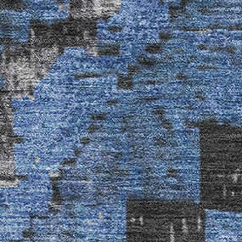 8' X 10' Blue Charcoal And Gray Diamond Washable Area Rug With UV Protection