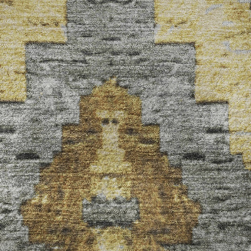 5' X 8' Gold Charcoal And Gray Diamond Washable Area Rug With UV Protection