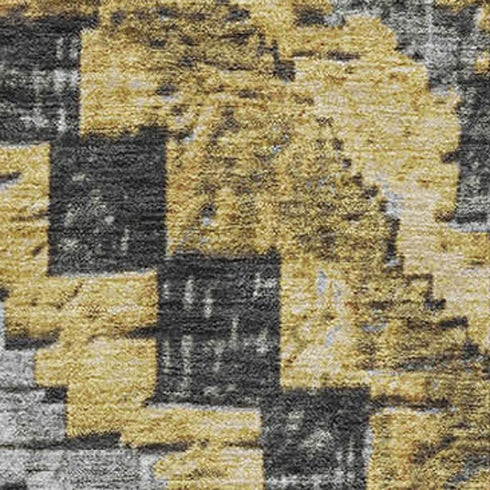 5' X 8' Gold Charcoal And Gray Diamond Washable Area Rug With UV Protection