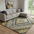 8' X 10' Gold Charcoal And Gray Diamond Washable Area Rug With UV Protection