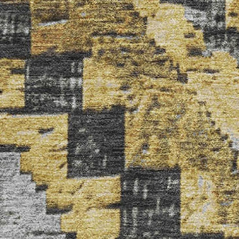 8' X 10' Gold Charcoal And Gray Diamond Washable Area Rug With UV Protection