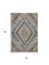 5' X 8' Khaki Charcoal And Gray Diamond Washable Area Rug With UV Protection