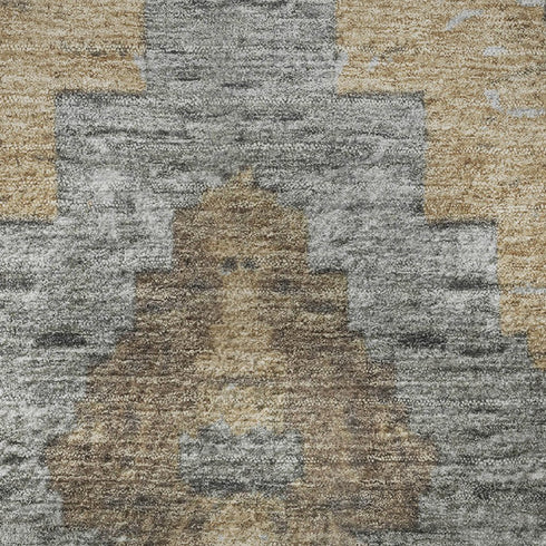 5' X 8' Khaki Charcoal And Gray Diamond Washable Area Rug With UV Protection