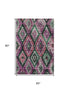 5' X 8' Blush Green And Ivory Ikat Washable Area Rug With UV Protection