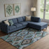 9' X 12' Brown And Blue Ikat Washable Area Rug With UV Protection