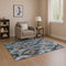 9' X 12' Brown And Blue Ikat Washable Area Rug With UV Protection