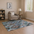 9' X 12' Brown And Blue Ikat Washable Area Rug With UV Protection