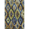5' X 8' Navy Blue Gold And Beige Ikat Washable Area Rug With UV Protection