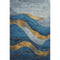 5' X 8' Blue And Gold Abstract Washable Area Rug With UV Protection