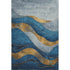 5' X 8' Blue And Gold Abstract Washable Area Rug With UV Protection