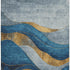5' X 8' Blue And Gold Abstract Washable Area Rug With UV Protection