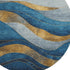 8' Blue And Gold Abstract Washable Round Rug With UV Protection