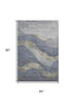 5' X 8' Denim Blue And Gray Abstract Washable Area Rug With UV Protection