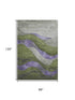 8' X 10' Olive Green And Purple Abstract Washable Area Rug With UV Protection