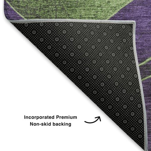 9' X 12' Purple And Green Abstract Washable Area Rug With UV Protection