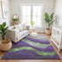 9' X 12' Purple And Green Abstract Washable Area Rug With UV Protection