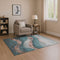 9' X 12' Teal And Taupe Abstract Washable Area Rug With UV Protection