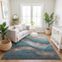 9' X 12' Teal And Taupe Abstract Washable Area Rug With UV Protection
