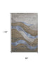 8' X 10' Taupe And Blue Abstract Washable Area Rug With UV Protection
