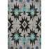 5' X 8' Black Gray And Blue Diamond Washable Area Rug With UV Protection