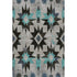 8' X 10' Black Gray And Blue Diamond Washable Area Rug With UV Protection
