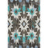 5' X 8' Brown Blue And Ivory Diamond Washable Area Rug With UV Protection