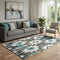 5' X 8' Coffee Blue And Ivory Diamond Washable Area Rug With UV Protection