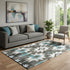 5' X 8' Coffee Blue And Ivory Diamond Washable Area Rug With UV Protection