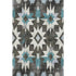 5' X 8' Coffee Blue And Ivory Diamond Washable Area Rug With UV Protection