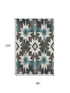 8' X 10' Coffee Blue And Ivory Diamond Washable Area Rug With UV Protection