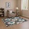 8' X 10' Coffee Blue And Ivory Diamond Washable Area Rug With UV Protection