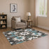 8' X 10' Coffee Blue And Ivory Diamond Washable Area Rug With UV Protection