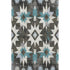 8' X 10' Coffee Blue And Ivory Diamond Washable Area Rug With UV Protection