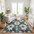 8' X 10' Coffee Blue And Ivory Diamond Washable Area Rug With UV Protection