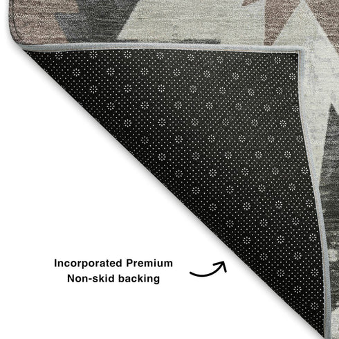 5' X 8' Graphite Brown And Ivory Diamond Washable Area Rug With UV Protection
