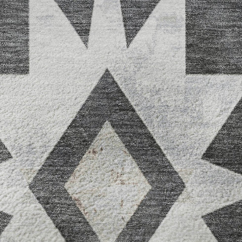 5' X 8' Graphite Brown And Ivory Diamond Washable Area Rug With UV Protection