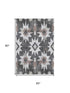 5' X 8' Graphite Brown And Ivory Diamond Washable Area Rug With UV Protection