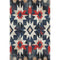 5' X 8' Navy Blue Red And Ivory Diamond Washable Area Rug With UV Protection