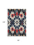 8' X 10' Navy Blue Red And Ivory Diamond Washable Area Rug With UV Protection