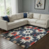 8' X 10' Navy Blue Red And Ivory Diamond Washable Area Rug With UV Protection