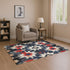 8' X 10' Navy Blue Red And Ivory Diamond Washable Area Rug With UV Protection