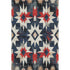 8' X 10' Navy Blue Red And Ivory Diamond Washable Area Rug With UV Protection